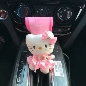 Sanrio аниме Hello Kitty Cat плюшен капак на волана Аксесоари за кола Възглавница за облегалка за глава Лумбална възглавница Plushie предпазен колан кола подарък