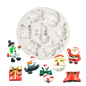 Santa Snowmans силиконов мухъл фондан мухъл торта DIY консумативи сладкарски инструмент за печене Коледен орнамент сапун мухъл 50LB