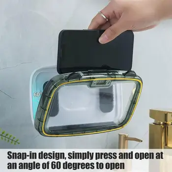 Seal защита душ телефон притежателя баня водоустойчив телефон случай сензорен екран неперфорирани стена висящи кутия за съхранение