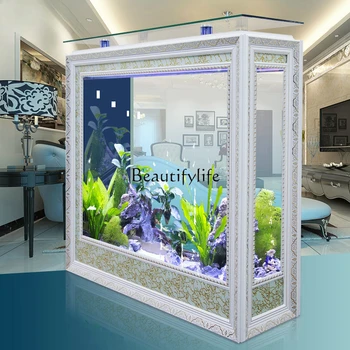 Simple Square Hallway Partition Floor Fish Tank Living Room Large Glass Ecological Change Water