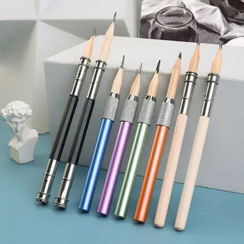 Single/double-end молив разширение комплект цвят олово въглен скица молив разширение прът метал/дърво изкуство студент молив разширение