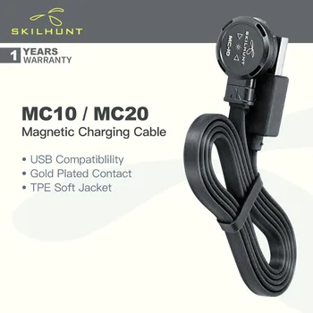 Skilhunt MC10 / MC20 USB магнитен кабел за зареждане, позлатен контакт, подходящ за повечето фенерчета