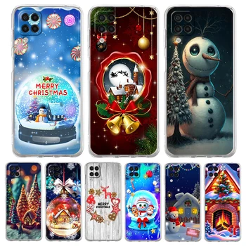 Snow Merry Коледа случай за Samsung Galaxy A13 A22 A32 A52 A72 A51 A71 A11 A31 A41 M31 A01 A21S 5G прозрачен силиконов корпус