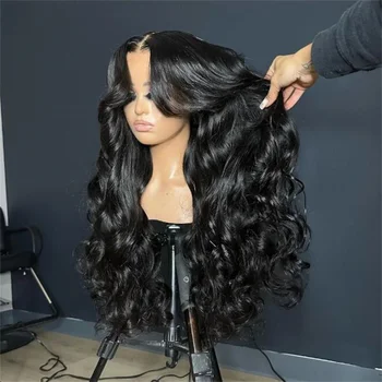 Soft 180Density Glueless 26inch Long Water Wave Preplucked Black Lace Front Wig For African Women Babyhair Heat Resistant Daily