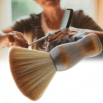 Soft бръснар четка за коса твърди влакна дървена дръжка врата Duster почистване гребени професионален салон фризьорски стайлинг инструменти