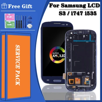 Super AMOLED за SAMSUNG S3 LCD дисплей сензорен екран с рамка i9300 i9305 за SAMSUNG S3 LCD дисплей i747 i535 T999 LCD
