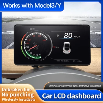 T205 Автомобилен LCD табло Безжичен дисплей за главата нагоре за модел 3 / Y монтиран на превозното средство Liguid кристален инструментален панел 5 инча