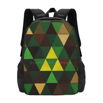 Triforce Quest Pattern Design Laptop Travel Училищни чанти Абстрактен векторен модел Вибриращ триъгълник Пирамида Фънки цвят Цвят