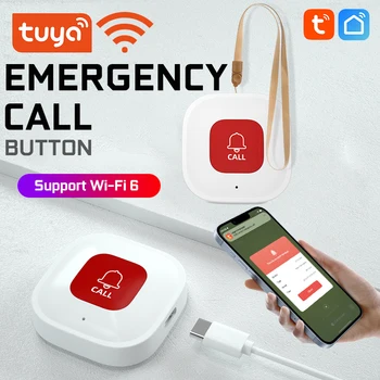 Tuya WiFi SOS бутон за аларма Акумулаторна батерия Възрастен авариен паник бутон Старец Лична самозащита Интелигентен живот App Push