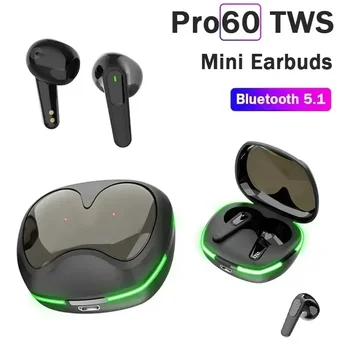TWS Pro60 Bluetooth слушалки Безжични слушалки HiFi слушалки за намаляване на шума Спортни слушалки с микрофон за Xiaomi Huawei