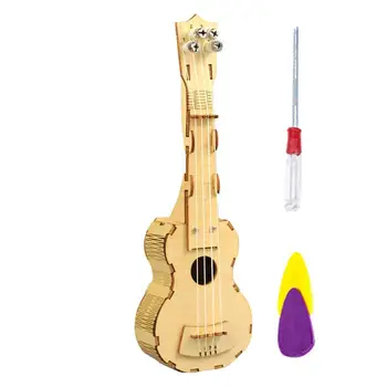 Ukulele Kit Изградете свои собствени деца Укулеле играчка дървени укулеле китара изграждане комплект Ukulele музикална играчка изграждане на свой собствен проект 