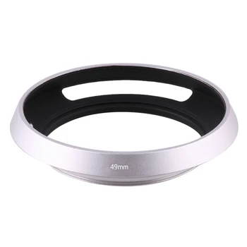 Universal Slim Wide Silver 49mm Metal Screw-in Vented Short Lens Hood Camera Photography Accessory for Nikon Canon Sony Camera