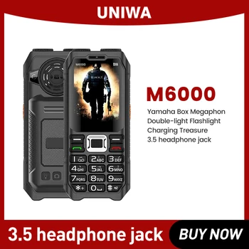UNIWA M6000 2G функция телефон мощност банка 2.3Inch FM радио MP3 гласов запис факел евтин мобилен телефон английски ключове бутон мобилен телефон
