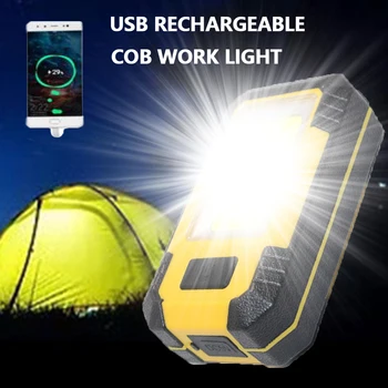 USB акумулаторна COB работна светлина Супер ярко LED фенерче Водоустойчива къмпинг лампа с вграден магнит за батерии Силна светлина