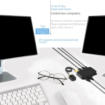 USB превключвател Споделен контролер Hub адаптер USB 2 вход 4 изход за лаптоп принтер клавиатура мишка монитор