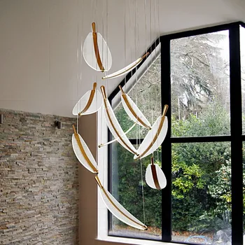 Villa Duplex полилей хотел лоби дизайнер артистични творчески висулка лампа проект акрилни стълбище висящи светлини стая декор