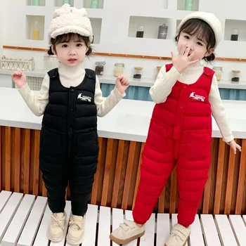 Winter Baby Girl Jumpsuits Thick Warm Down Cotton Boy Overalls 1-5 години Детски детски панталони за малки деца