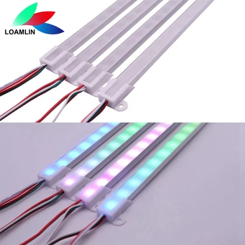 WS2811 WS2812B Цветна RGB LED твърда твърда лента Индивидуално адресируема IC бар светлина Алуминиева обвивка + PC капак LED бар светлина