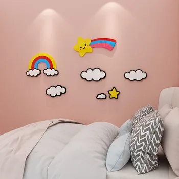 WS309 Творчески анимационни стикери, самозалепващи се звездно небе детска стая спалня спалня нощно легло стена декорация 3D стикери за стена