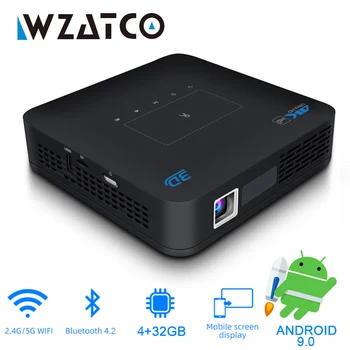 WZATCO P15 DLP 3D 4K проектор 300inch Поддръжка на домашно кино Full HD 1080P 4+32GB Android 5G WIFI видео Beamer MINI Проектор за дома