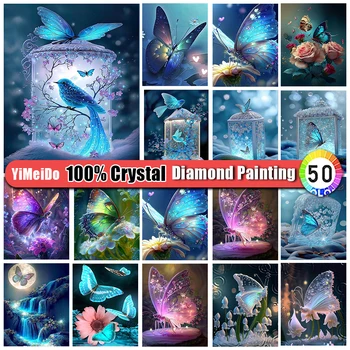 YiMeiDo 100% кристал диамант живопис животински птица цип чанта комплект пълна бродерия диамант мозайка пеперуда изкуство кристал картина