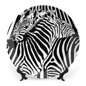 Zebras Wild Nature Picture, керамична дисплейна плоча, животински декор керамична висяща декоративна плоча, домакинска персонализирана керамична плоча