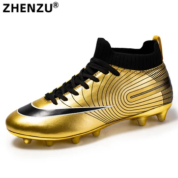 ZHENZU Мъжки професионални футболни обувки Детски момчета Футболни обувки TF AG Златни футболни обувки Cleats спортни маратонки размер 30-44