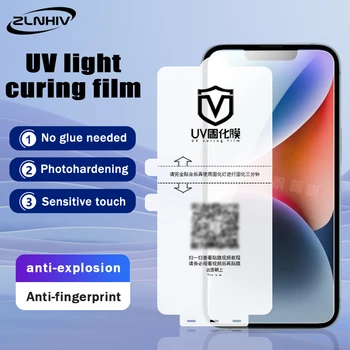 ZLNHIV За iphone 14 плюс UV светлина втвърдяване филм iphone 13 pro Max 12 мини 11 X XS XR защитен филм екран протектор Не стъкло