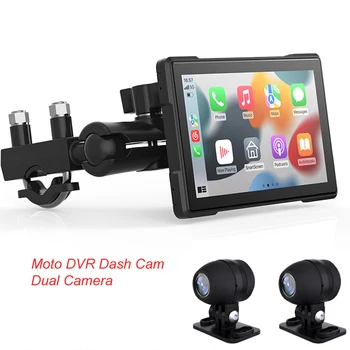 Автомобилен мотоциклет навигация 5.0 инчов LCD DVR Dash Cam видео рекордер DVR камера с двойна камера 150 градуса обектив FHD 1080P камера