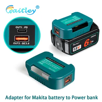 Адаптер с двоен изходен интерфейс за Makita 18V 14V батерия BL1860 Onvert към Power Bank Бързо зареждане Portable Rack