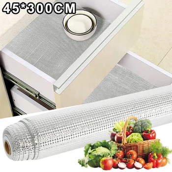 алуминиево фолио шкаф рафт лайнер чекмедже подложка контакт хартия кухненска маса мат влагоустойчив водоустойчив доказателство тапет 45x300cm