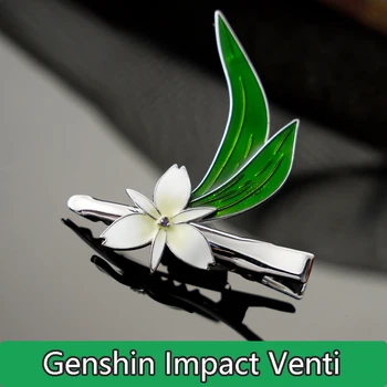 Аниме Genshin Impact Venti 925 Сребърна фиба за глава Правене на снимки Подпори Аксесоари за странична скоба на шнола Cosplay подаръци за рожден ден