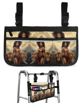 африканска савана жена лъв инвалидна количка чанта с джобове подлакътник странични чанти електрически скутер ходене рамка съхранение торбичка