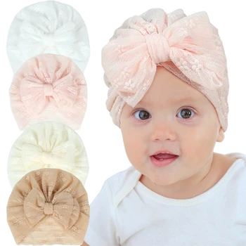 бебе дантела шапка тюрбан новородено бебе момиче болница шапка детска стая Beanie Headwrap плътен цвят бебе шапка новородено душ подарък