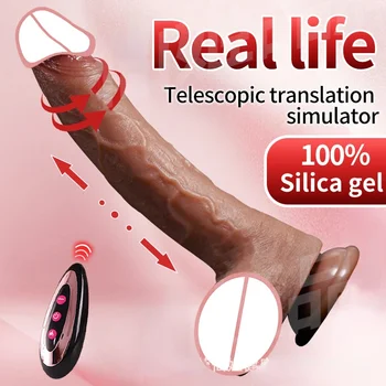 Безжично управление Телескопични вибратори за жени Силиконова кожа Усещане Реалистично Нагряване на пениса Голям вибратор вибратор Секс играчки