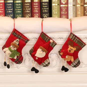Бъдни вечер украса за деца Дядо Коледа малки чорапи коледно дърво висулка подарък чанта детски крак нагреватели
