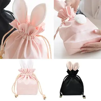 Великденски зайче уши шнур чанта коса топка сладък заек преносима козметична чанта бижута съхранение чанта сладък шнур торбичка чанта