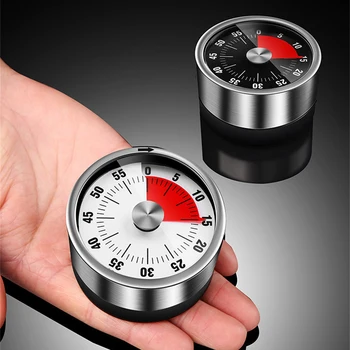  Визуален таймер от неръждаема стомана Механичен кухненски таймер 60-минутен таймер за аларма за готвене със силен алармен магнитен часовник таймер