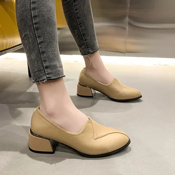 Високи токчета Дамски обувки Плитки сандали с буци Лято 2024 Нова мода Елегантна рокля обувки марка офис помпи Mujer Zapatillas