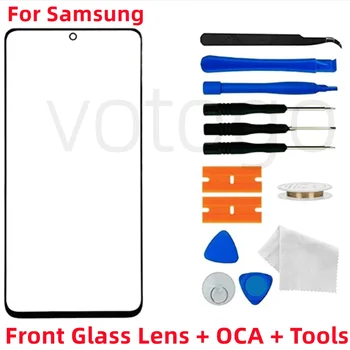 Външен стъклен екран + OCA замяна за Samsung Galaxy A10 A20E A30 A40 A50S A60 A70 A80 A90 Преден LCD сензорен обектив + инструменти за ремонт