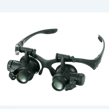 Гледайте ремонтна лупа 10X 15X 20X 25X Регулирайте увеличителните очила на обектива 2 LED Eye Loupes Бижута Инструменти за ремонт на часовници с кутия