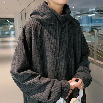 Готически суитчър с качулка мъжки оверсайз качулка 2023 Нова корейска висока улица стил модни качулки суитчър облекло тенденция