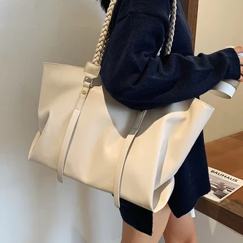 Дамска чанта дизайнер голям капацитет рамо чанта пазарска чанта случайни може да държи лаптопи мода найлон плътен цвят женски