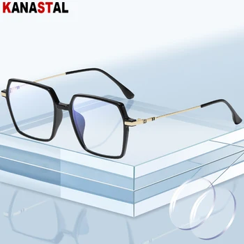 Диоптрични очила Жени Мъже Синя светлина Блокиране Очила за четене TR Метална рамка за очила CR39 Оптика Лещи Късогледство Очила