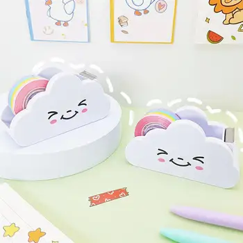 Диспенсър за ленти Washi Rainbow Държач за ролка за хартия Облак сладък десктоп бюро маскиране офис карикатура машина за рязане Детски самозалепващ подарък