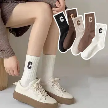 Жените писмо C печат чорапи дама къс чорап за колоездене сладък твърд дишаща окото глезена лятото бягане чорапи