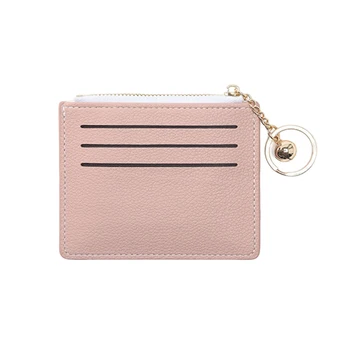 Жените плътен цвят тънък портфейл PU кожа дама чантата с ключ за пазаруване запознанства бързо навън