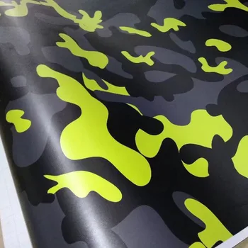 Жълт цифров печат Camo винил кола обвивка стайлинг с въздушен балон Безплатен пиксел жълт камуфлаж графика кола стикер филм