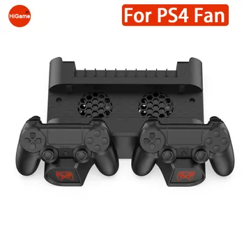 За SONY PS4/PS4 Slim/PS4 Pro аксесоари Конзола за зарядно устройство с двоен контролер Вертикална охлаждаща стойка за вентилатор Зарядна станция