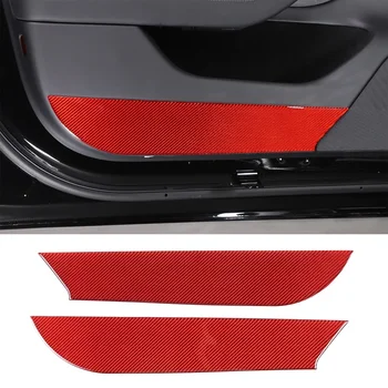 За Tesla Model 3 2023 2024 меки въглеродни влакна кола интериорна врата анти-ритник панел подстригване стикер кола аксесоари
